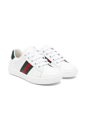 sneakers in pelle bianco GUCCI KIDS | 433148CPWE09075